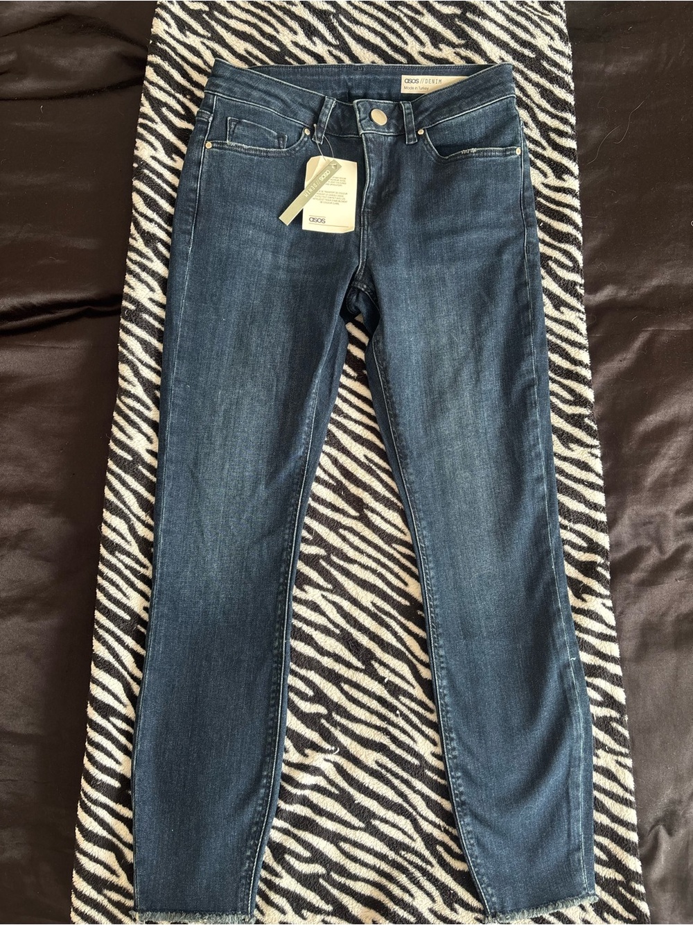 ASOS Women's Dark Blue High-Rise Skinny Jeans